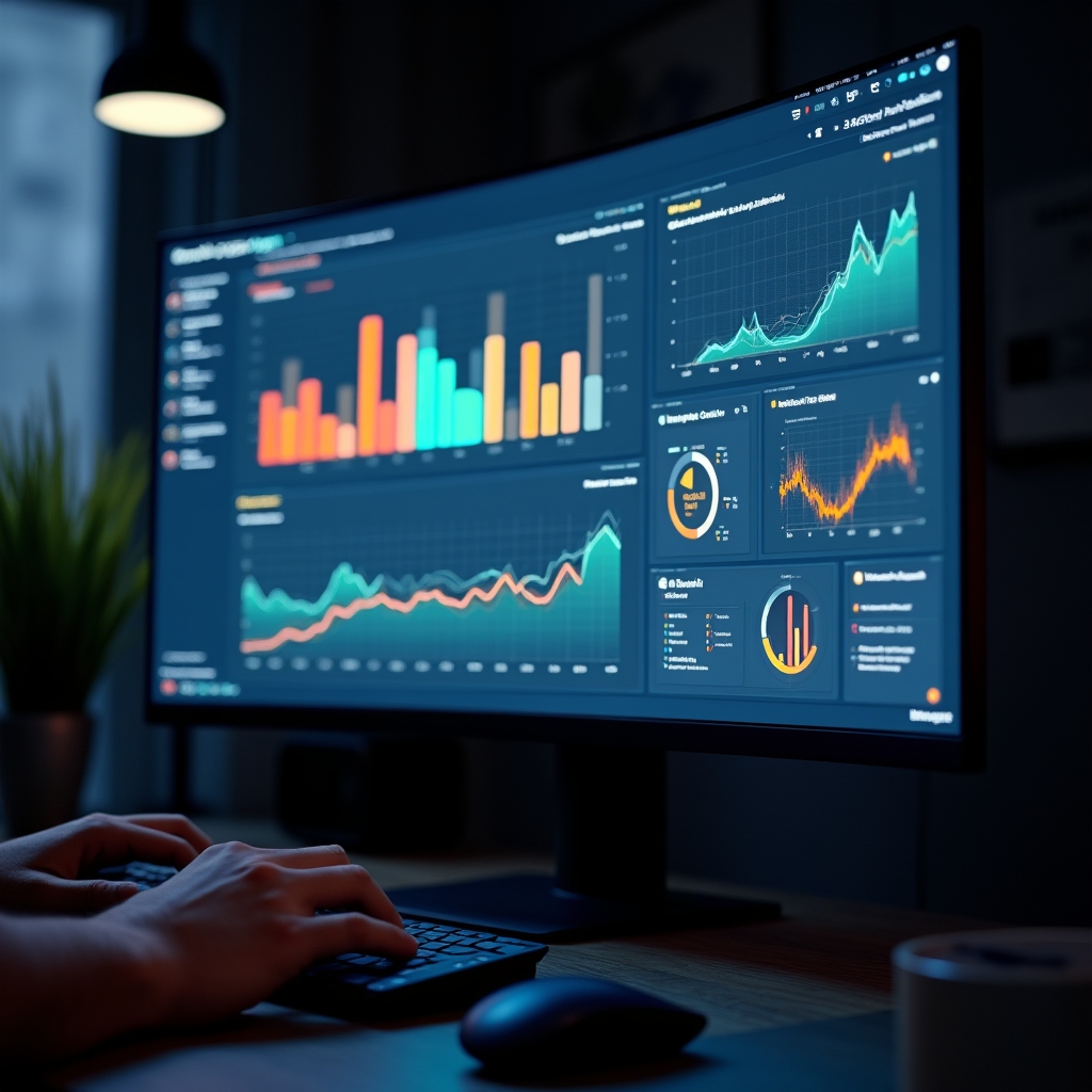 Готовый дашборд в Google Looker Studio на экране компьютера